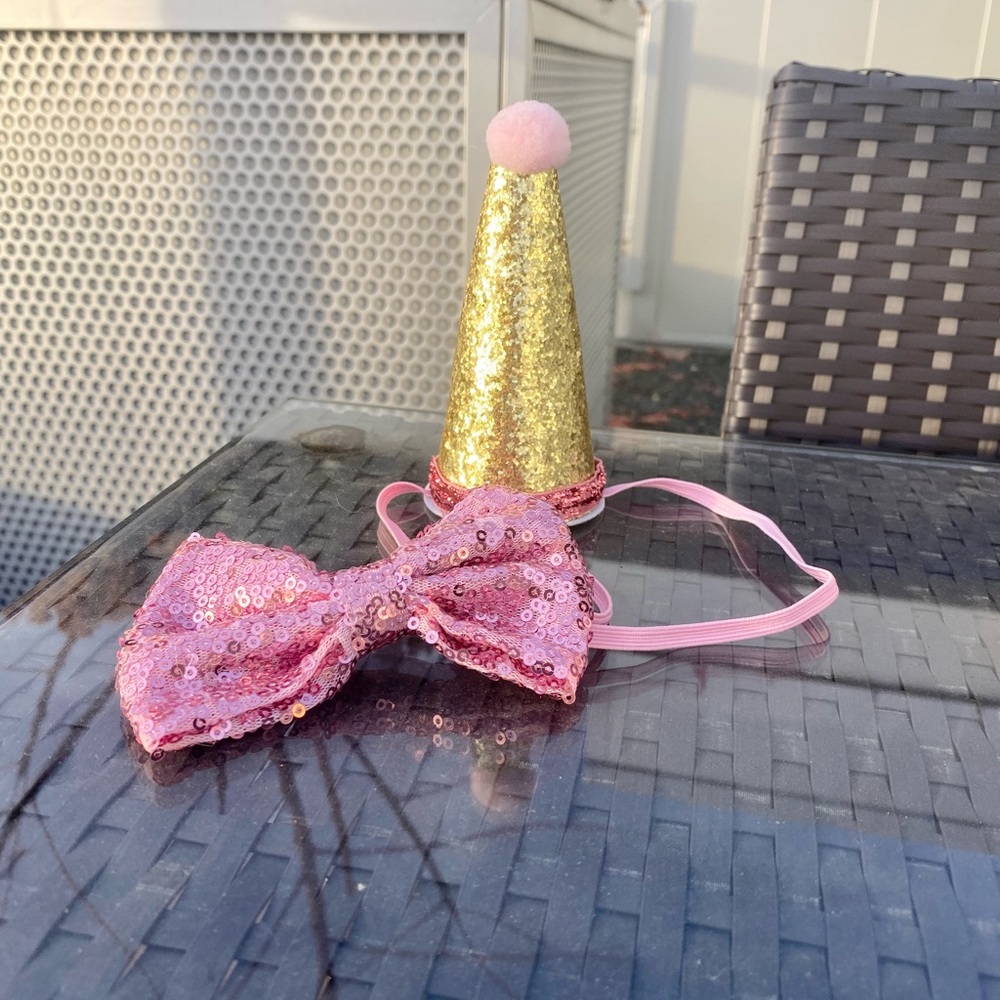 Pink and gold dog party pack